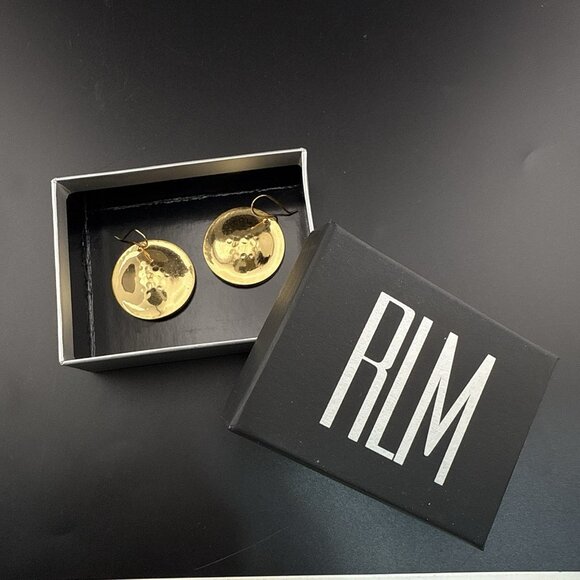 Robert Lee Morris Earrings RLM Bronze Disc Circle Round Modernist Sculptural QVC - Picture 11 of 11